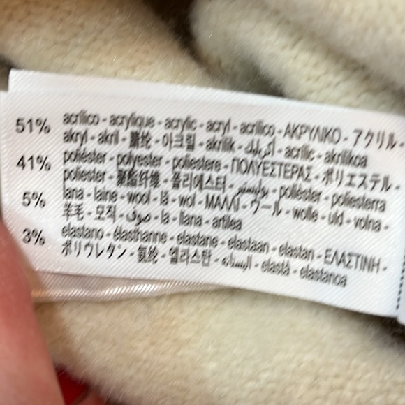 ZARA heavy soft IVORY knit SWEATER PIPING boxy slouchy wool acrylic crew neck Lg - Picture 11 of 15